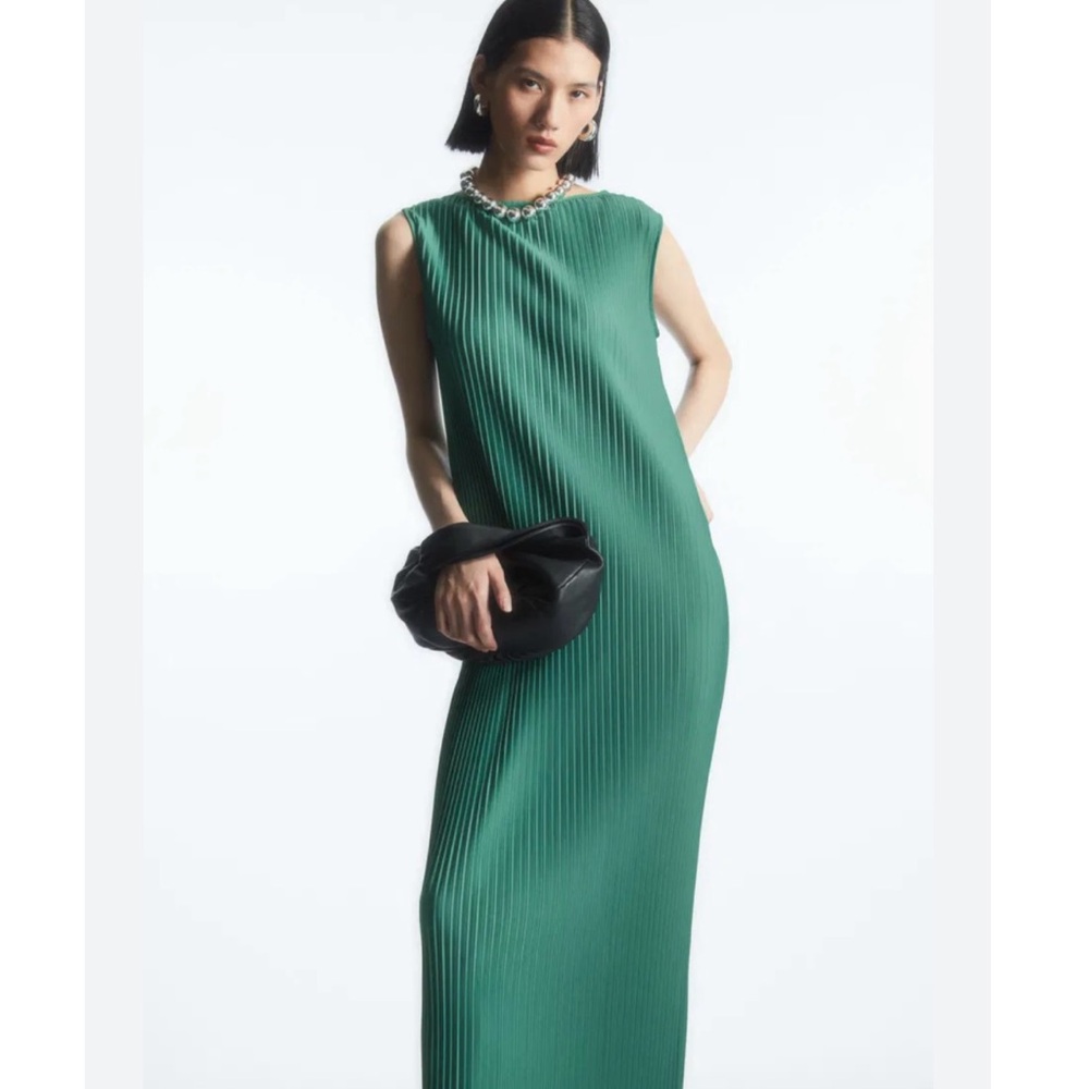 COS Green Pleated Maxi Dress